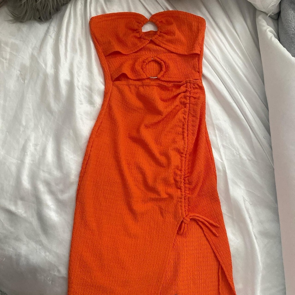 SHEIN Orange Strapless Dress